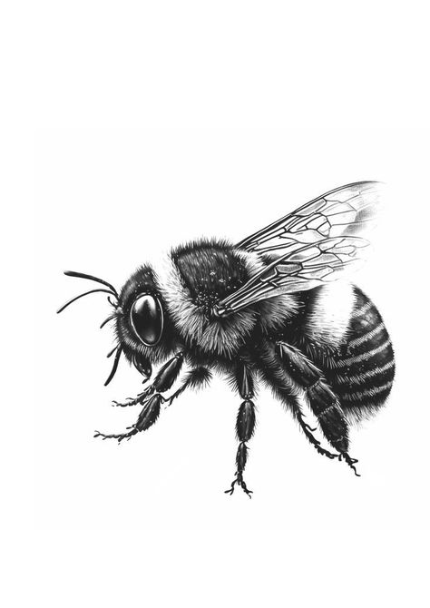 Bee Tattoo Drawing, Bee Pencil Drawing, Bee Sketch, Bumble Bee Tattoo, African Tattoo, Insect Tattoo, Stippling Art, Bee Illustration, Bee Tattoo