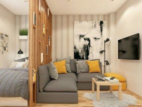 Small Studio Apartment Decorating, Apartment Decor Ideas, Studio Apartment Living, Studio Apartment Design, Condo Interior Design, Small Apartment Interior, Condo Interior, Deco Studio, Small Apartment Design