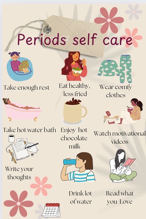 Self Care When On Your Period, Healthy Period Tips, Tips For Women Self Care, How To Keep Healthy, Menstruation Self Care, Self Care Days Ideas, What To Do When You Are On Your Period, Female Health Tips, Elegant Tips How To Be