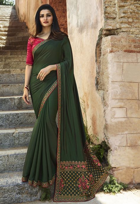 New arrivals! Check out the  Green White Rangoli Silk Indian Saree at #NihalFashions.  Discount & Free shipping all over India.  Use Coupon Code: GIRL15  #WomensFashion #Fashion #Women #OccasionWear #Saree #Traditional #Fashions #Discount #Offers Saree Contrast Blouse, Bollywood Designer Sarees, Prachi Desai, Party Wear Sarees Online, Traditional Silk Saree, Indian Designer Sarees, Latest Designer Sarees, Party Wear Saree, Designer Sarees Online