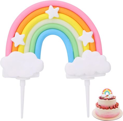 Rainbow Cake Topper,Soft Pottery Rainbow Cake Decorations Colorful Rainbow Cupecake Topper personalized Cake Topper Happy Birthday Cake Toppers Birthday Party Decorations Supplies Rainbow Cake Decorations, Pottery Rainbow, Rainbow Topper, Rainbow Cake Decoration, Fondant Rainbow, Torte Creative, Cake Toppers Birthday, Rainbow Cake Topper, Plant Pot Decoration