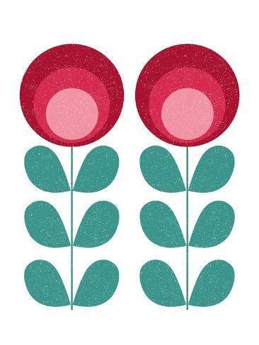 size: 12x9in Art Print: Mid Century Modern Pink Flowers by Anita Nilsson : Pink Flowers Art, Mid Century Modern Painting, Folk Art Flowers, Mid Century Modern Art, Mid Century Art, Red Flower, Whimsical Art, Art Plastique, Flower Prints