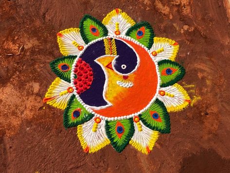 This Rangoli can be made for Diwali that is the perfect suit for Dhanteras or RoopChaudas. Roop Chaudas, Rangoli For Diwali, Peacock Rangoli, Rangoli Designs, Diwali, Quick Saves, Design