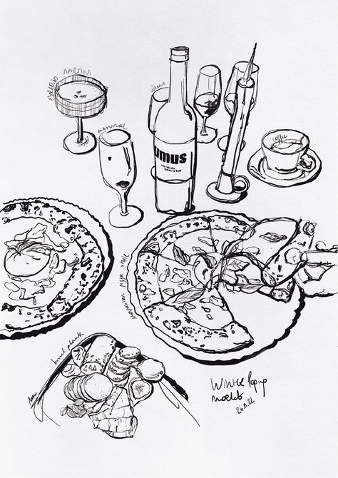 winter pop up market Tablescape Illustration, Quick Sketches Easy, Food Illustration Art Graphics, Waitress Illustration, Meal Illustration, Market Sketch, Restaurant Sketch, Restaurant Drawing, Restaurant Illustration