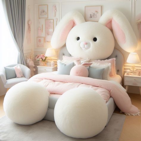 Bunny shaped bed🐇 🛏️ Bunny Bedroom, Bunny Bed, Bunny Beds, Small Room Decor, Pet Style, Funky Furniture, Room Decorations, Small Room, Cozy Interior