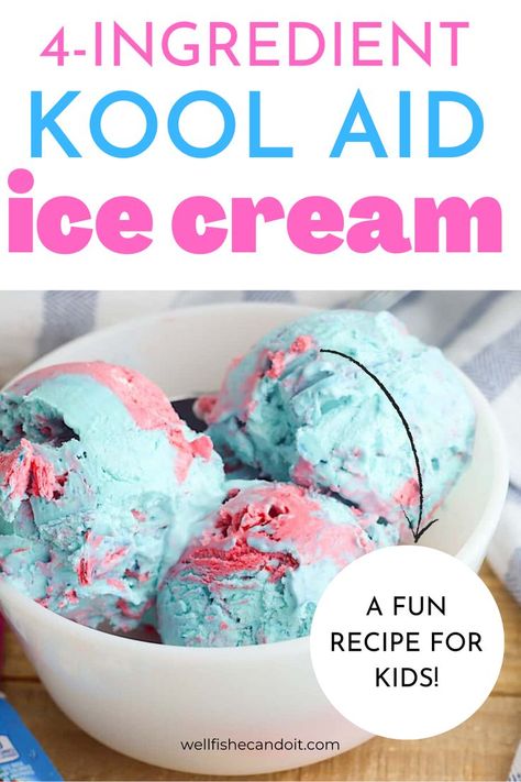 This no-churn ice cream is so easy to make even kids will want in on the fun! Customize this yummy treat you your own tastes using your favorite Kool Aid packs and make a cool treat everyone in the family will love! Simple Homemade Ice Cream, Kool Aid Flavors, Homemade Ice Cream Recipe, Easy Homemade Ice Cream, Easy Ice Cream Recipe, Ice Cream Maker Recipes, Easy Ice Cream, Homemade Ice Cream Recipes, Ice Cream Popsicles