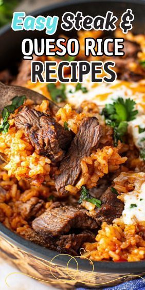 If you’re looking for a hearty and flavorful dish that’s perfect for a busy weeknight dinner, this Easy Steak & Queso Rice is just what you need! This delicious one-pot Ribeye Steak And Rice Recipes, Queso Rice, Leftover Steak Recipes, Steak And Rice, Leftover Steak, Beef Barley Soup, Easy Steak, Gourmet Cooking, Juicy Steak