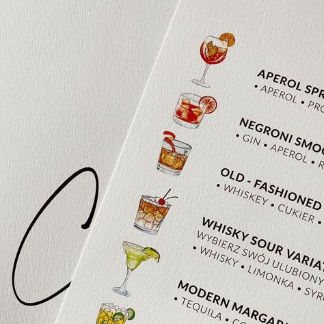 Cocktail menu design with up to 10 cocktail illustrations.  You can choose your own: -Size -Text -Coctails This entry includes design only, printing available at extra charge. Cost depends on size. Cocktail List Menu, Cocktail Flyer, Cocktail Menu Wedding, Cocktail Menu Design, Cocktail Book Design, Drink Menu Design, Juice Menu, Bar Concept, Menu Design Inspiration