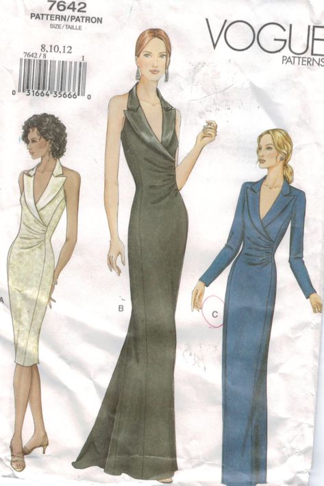 Tuxedo Dress Pattern Dress Patterns Uk, Evening Dress Sewing Patterns, Gown Sewing Pattern, Vogue Dress Patterns, Evening Dress Patterns, Vintage Vogue Patterns, Dresses By Pattern, Vogue Dress, Vintage Dress Patterns