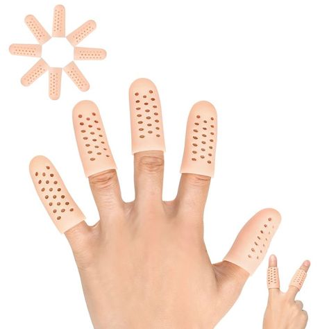 Gel Finger Cots, Finger Protector Support (14 PCS, Breathable New Material), Finger Sleeves Great for Trigger Finger, Hand Eczema, Finger Cracking, Finger Arthritis and More. Finger Bandages, Finger Cots, Finger Protector, Nail Art Salon, Finger Guard, Finger Tips, Occupational Health And Safety, Cots, Baby Powder