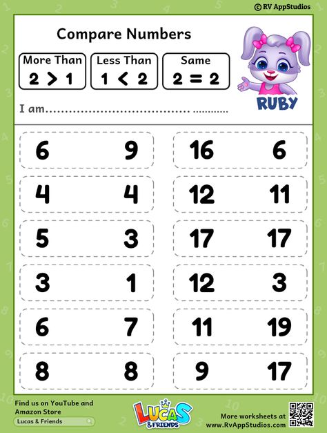 Compare Number Worksheet for Kids. Free Printable to Practice Maths. Comparing Numbers Worksheet, Number Worksheet, Numbers Worksheet, Free Printable Math Worksheets, Comparing Numbers, Worksheet For Kids, Printable Math Worksheets, Number Worksheets, Educational Apps