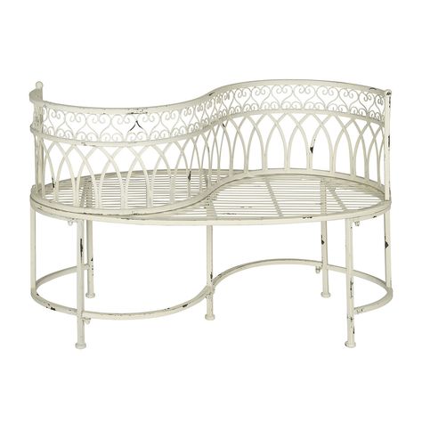 Lara Collection Patio Bench - JCPenney Patio Benches, White Bench, Iron Bench, Allen Wrench, Victorian Garden, Patio Bench, Romantic Heart, Antique Iron, Rustic Living