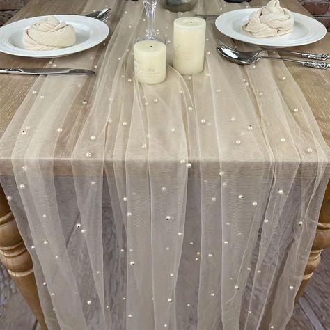 Faster shipping. Better service Dessert Bord, Tulle Table Runner, Tulle Tablecloth, Tulle Table, 21st Bday Ideas, Reception Bride, Tafel Decor, Long Table Runner, Diy Projektit