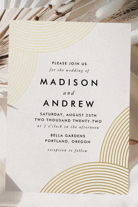 White and Gold Geometric Wedding Foil Invitation Geometric Wedding Invitation, Wedding Invitations Boho, Geometric Wedding, Minimalist Wedding Invitations, Wedding Elegant, Foil Invitations, Gold Geometric, Modern Wedding Invitations, Geometric Lines