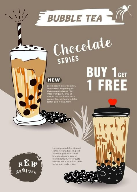 Bubble tea poster. Restaurant cafe menu, template design. Milk Tea Promo Poster, Milk Tea Flyers, Bubble Tea Advertisement, Boba Advertisement, Milktea Menu Design, Cafe Poster Design Ideas, Milk Tea Menu Design, Milktea Poster, Poster Boba