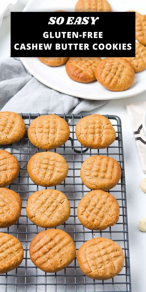 These Flourless Cashew Butter Cookies are one of the easiest recipes you can make! Requiring just four ingredients, you’ll be able to make a batch to enjoy for morning or afternoon tea in no time. These delicious and simple cookies are both gluten and dairy free. Cashew Butter Cookies, Cashew Butter Recipe, Nut Butter Cookies, Easiest Recipes, Simple Cookies, No Flour Cookies, Gluten And Dairy Free, Delicious Gluten Free Recipes, Cookie Calories