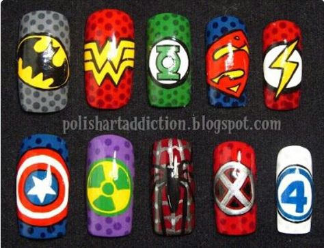 Avengers Nail Art, Superhero Nails, Avengers Nails, Marvel Nails, Manicure Gel, Disney Nails, Cute Nail Art, Cool Nail Designs, Nail Art Inspiration