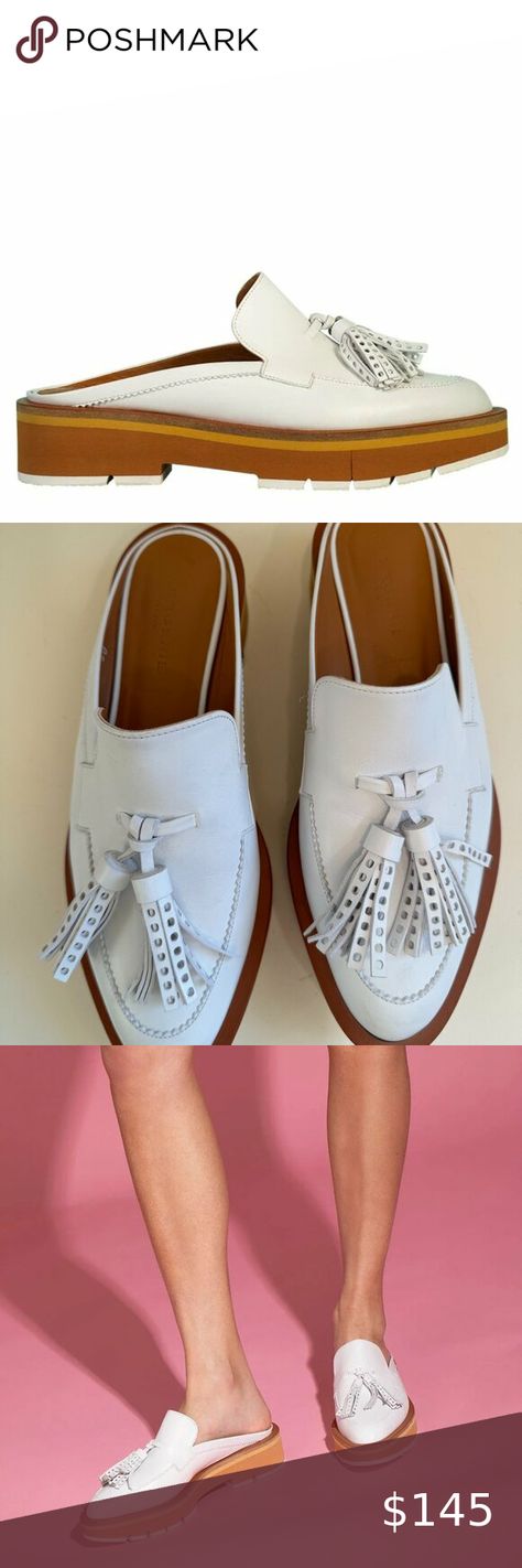 Robert Clergerie Paris Louis Mule White -Paris Oxford Style, Robert Clergerie, Mule, Made In France, Leather Upper, Oxford, Twist, Paris, France