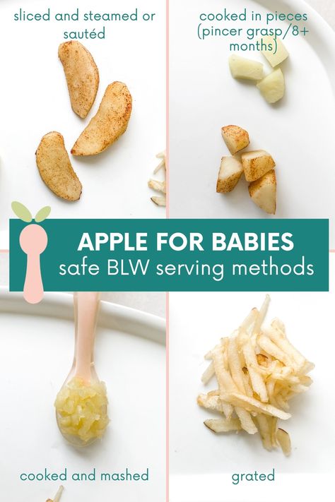 Cooked Apples For Baby, How To Steam Apples For Baby, Blw Apples, Steamed Apples For Baby, Baby Led Weaning 8 Months, Apple For Baby, How To Cook Apples, Cook Apples, 9 Month Old Baby Food