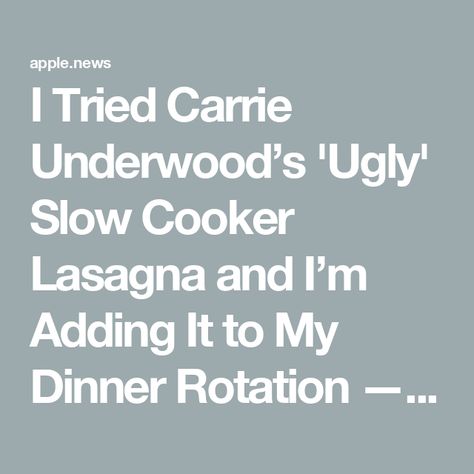 I Tried Carrie Underwood’s 'Ugly' Slow Cooker Lasagna and I’m Adding It to My Dinner Rotation — Allrecipes Ugly Slow Cooker Lasagna, Cleaning Cast Iron Pans, No Boil Lasagna, How To Make Lasagna, Slow Cooker Lasagna, Dinner Rotation, Frozen Custard, Grandmas Recipes, Dessert Ingredients