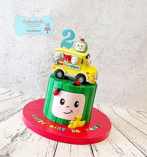 Cocomelon School Bus Cake, School Bus Cake, Bus Cake, Melon Cake, Baby Boy Birthday Cake, Baby Birthday Cakes, Baby Boy Birthday, Birthday Planning, 1st Birthday Cake