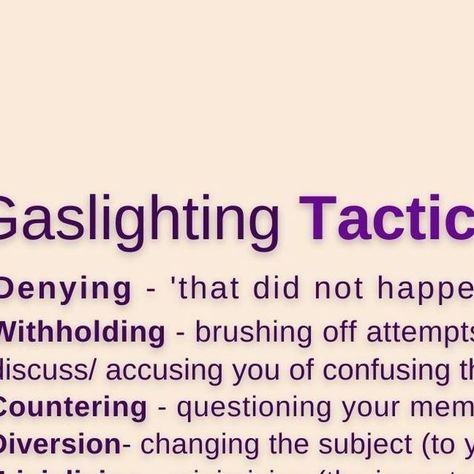 Dr. Stephanie Carinia on Instagram: "To deal with gaslighting we need to learn to identify the tactics first

◽️ In arguments we can disagree and not be fully honest, the difference is when you don’t feel the other person is trying to find common ground instead tries to manipulate/ overpower you

◽️It’s important to learn to not engage in the gaslighting tactics by learning to feel comfortable with allowing them to disapprove of us

◽️Gaslighting examples
•Trivializing- minimising your feelings
• Countering- questioning your memory
• Withholding- brushing off attempts to discuss/ accusing you of confusing them
• Diversion- changing the subject (/turning it to you)
• Forgetting/ denying - don’t remember/ didn’t happen
• Discrediting- suggesting to others you can’t remember things correctly, Gaslighting Tactics, Gaslighting Examples, Common Ground, Brushing, We Need, To Learn, Turning, Turn Ons, Feelings