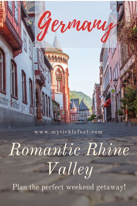 Discover the Romantic Rhine region near Frankfurt with this perfect 2-day itinerary. #Germany #rhinevalley #castles #europe #wine #villages #boatcruise #countryside #smalltowns Romantic Road Trip, Rhine Valley, Rhine River Cruise, Romantic Road, Cruise Planning, Cities In Germany, Rhine River, Europe Trip Itinerary, Visit Europe