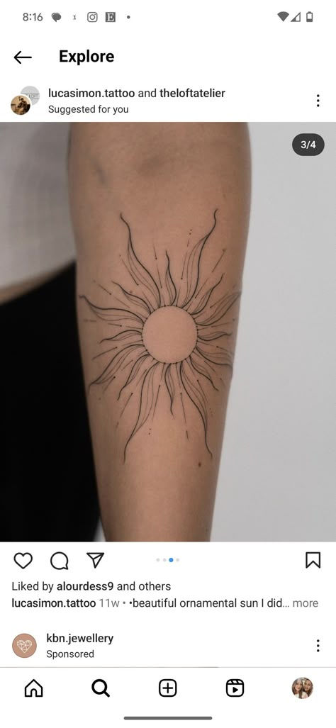 Unique Sunshine Tattoo, Pretty Sun Tattoos For Women, Sun Beam Tattoo, Yellow Sun Tattoo, Half Sun Tattoo, Sunshine Tattoo, Elbow Tattoos, Sun Tattoos, Sun Tattoo