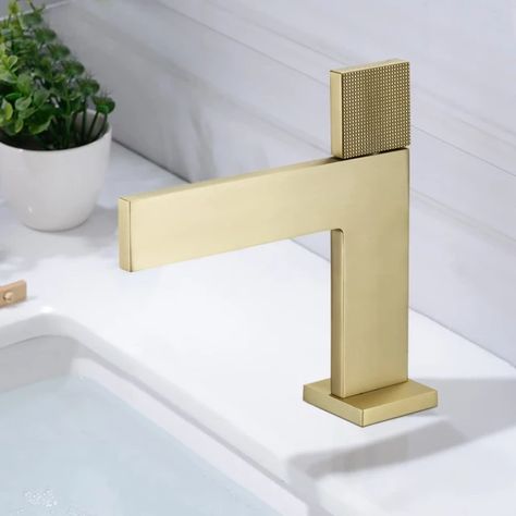 Bathroom Vessel Sink Faucet Solid Brass Lavatory Vanity Hot And Cold Water Mixer Faucet Deck Mounted Brushed Gold/Black _ - AliExpress Mobile Bathroom Sink Faucets Modern, Brushed Gold Bathroom, Gold Bathroom Faucet, Brass Faucets, Gold Bad, Faucets Bathroom, Modern Bathroom Sink, Contemporary Bathroom Designs, Brass Sink