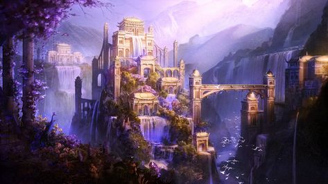 Castle Computer Wallpapers, Desktop Backgrounds | 1920x1080 | ID ... Waterfall Castle, Fantasy Palace, Backgrounds Computer, Fantasy Castles, Castle Wallpaper, Fantasy Backgrounds, Fantasy Cities, Enchanted Castle, Mountain Artwork