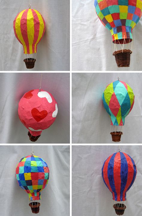 paper mache hot air balloons for Dr. Suess week?  Oh the places you'll go Classe D'art, Paper Mache Projects, Crafts Easter, Paper Mache Art, Paper Mache Crafts, Craft Activity, Hot Air Balloons, Spring Art, Air Balloons