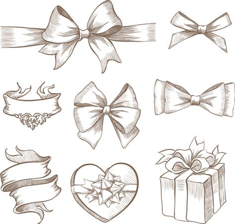 Hand+Drawn+Bow | Free EPS file Hand drawn ribbon bow and gift boxes vector 01 download Written Fonts, College Assignment, How To Draw Ribbon, Assignment Ideas, Bow Tattoo Designs, Bow Drawing, Bow Tattoo, Gift Drawing, Vintage Ribbon