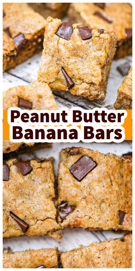 Peanut Butter Banana Recipes, Whole Wheat Blueberry Muffins, Peanut Butter Banana Oats, Oat Chocolate Chip Cookies, Banana Brownies, Banana Peanut Butter, Banana Bars, Peanut Butter Oats, Chocolate Chip Bars