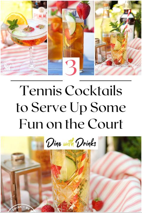 Collage of 4 tennis cocktails. Tennis Cocktail, Classic Mojito, Tennis Serve, Best Cocktails, Tennis Party, Refreshing Cocktail, Racquets, Fun Cocktails, Mixology