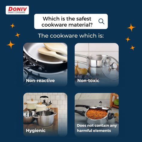 Let us know your answers in the comment section below. #Doniv #comment #nonreactive #hygienic #harmful #tag #cook #chef #stainlesssteel #facts #fact #didyouknow #doyouknow #researchers #research #cookware #cookwares #Cookwareset #cooking #healthycooking #homecookedfood #food #foodie Safest Cookware, Engagement Ideas, Cookware Set, Post Design, Healthy Cooking, Home Cooking, Cookware, Banks, Chef