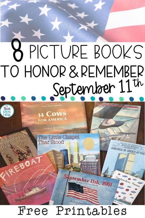 Teachers, are you looking for September 11th picture books and activities to use for kids to bring Patriot Day into your classroom? These reflective activities coordinate with these picture books about September 11th. Age appropriate activities and resources for upper elementary students. Click to read about these books and grab FREE activities, too! September Elementary Activities, Sept 11th Activities For Kids, Patriots Day Activities, Picture Books For Upper Elementary, Elementary History, September Activities, Patriot Day, Teacher Freebies, Homeschool Social Studies