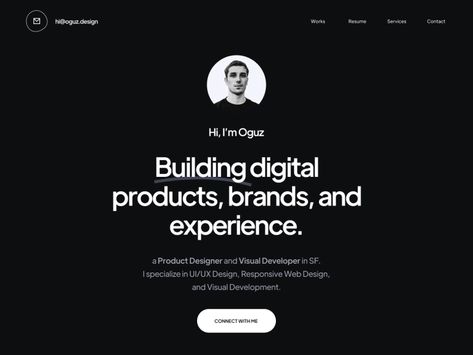 Dark Portfolio Design, Dark Mode Website, Dark Landing Page, Dark Portfolio, Designer Portfolio Website, Dark Website, Modern Landing Page, Developer Portfolio, Portfolio Landing Page