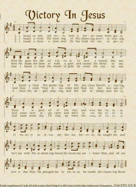 Bible Hymns Lyrics, Gospel Music Songs, Old Hymns, Victory In Jesus, Printable Hymns, Hymn Lyrics, Gospel Song Lyrics, Reading Sheet Music, Hymn Sheet Music