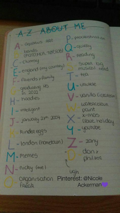 Me A To Z, Comprehension Kindergarten, Plane Trip, Journal Things, Bullet Journal Work, Bujo Spreads, Reading Comprehension Kindergarten, Journal Questions, Bullet Journal Quotes