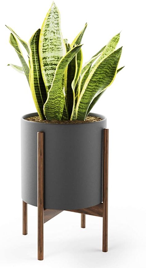 Mid Century Modern Outdoor Furniture, Planter With Stand, Mid Century Plant Stand, Large Ceramic Planters, Mid Century Plants, Century Plant, Tattoo Plant, Mid Century Planter, Indoor Flower Pots