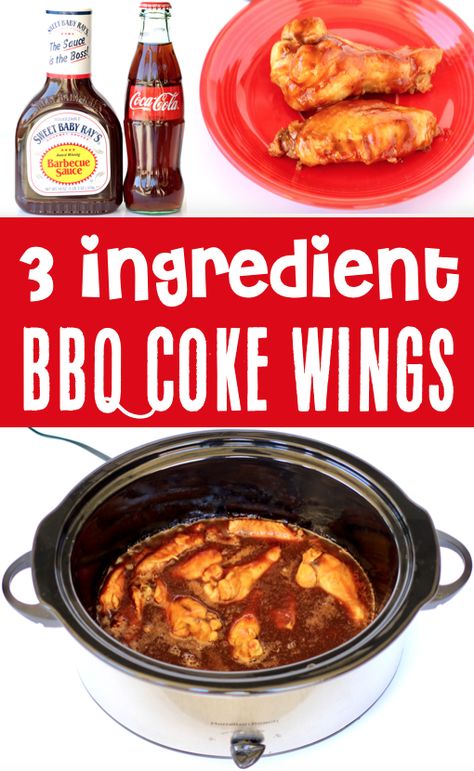 Crockpot Chicken Wings Recipes, Cola Wings, Crockpot Chicken Wings, Wings Recipe Crockpot, Cola Chicken Wings, Wings Slow Cooker, Coca Cola Chicken Wings, Bbq Wings Recipe, Chicken Wings Crockpot