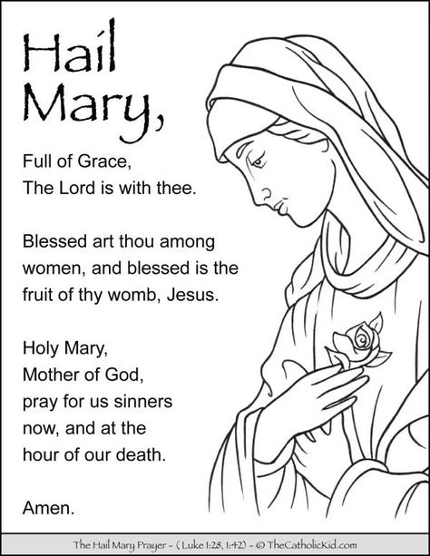 You searched for hail mary - The Catholic Kid - Catholic Coloring Pages and Games for Children Mary Coloring Page, Hail Mary Prayer, Mary Mother Of God, Our Father Prayer, Catholic Beliefs, Apostles Creed, Prayers For Children, Mother Of God, Catholic Kids