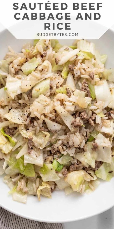 Cabbage Meals, Cabbage And Rice, Budget Bites, Cabbage Dishes, Renal Recipes, Food Planning, Ground Beef And Cabbage, Cabbage Rice, Beef Cabbage