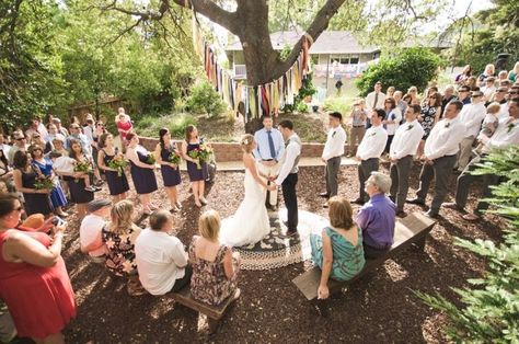 Unconventional, standing ceremony for unique spaces. Standing Ceremony, Ceremony Outline, Diy Outdoor Weddings, Romantic Wedding Ceremony, Wedding Photo Gallery, Ceremony Seating, Offbeat Bride, Commitment Ceremony, Trendy Wedding