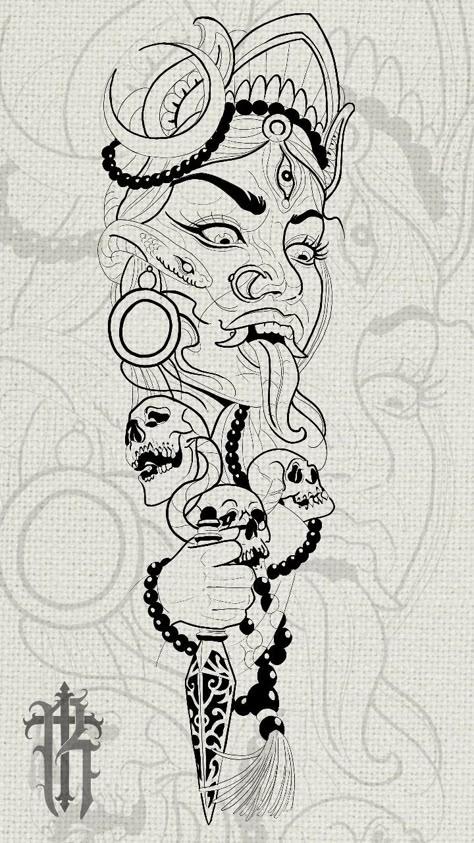 Kali Tattoo, 42 Tattoo, Hindu Tattoo, Buddha Tattoo Design, Shiva Tattoo Design, God Tattoos, Kali Ma, Theme Tattoo, Shiva Tattoo