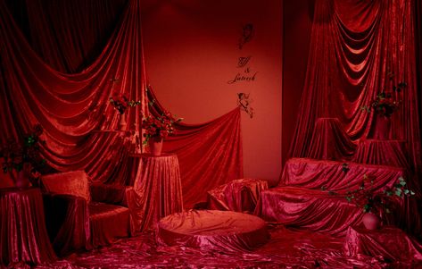 Merch Shoot, Backdrop Draping, Valentine Shoot, Opera Wedding, Images Victoriennes, Photography Studio Decor, Barn Christmas, Event Layout, Red Backdrop