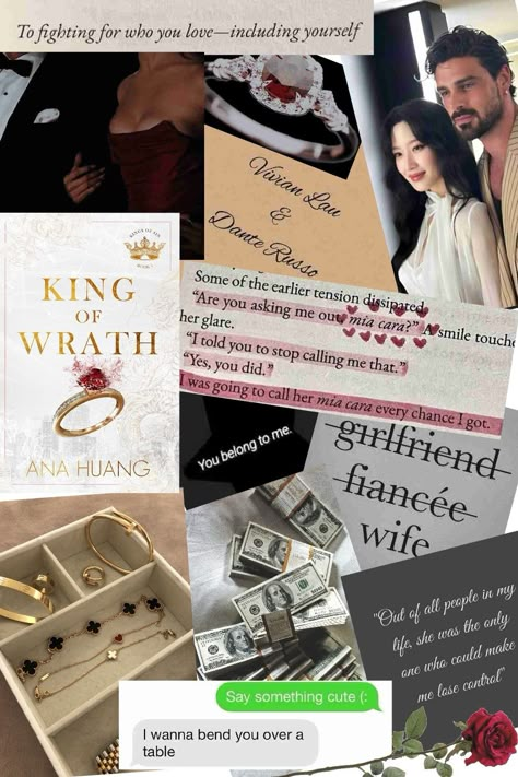 A collage of the lovely Dante and Vivian. King Of Wrath Vivian And Dante, Dante And Vivian Fanart, Vivian And Dante King Of Wrath, King Of Wrath Aesthetic Dante And Vivian, Dante Russo And Vivian, Dante And Vivian, King Of Wrath, Fangirl Book, Best Book Club Books