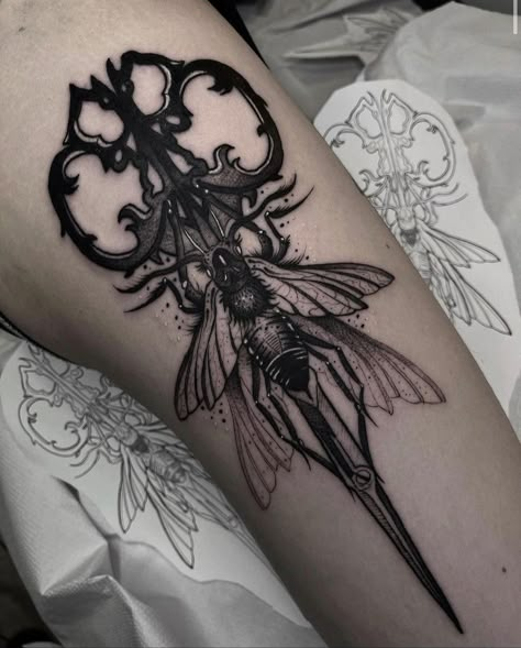 Gothic Gap Filler Tattoos, Blackwork Small Tattoo, Large Gothic Tattoo, Magik Tattoos, Goth Ornamental Tattoo, Creepy Fairy Tattoo, Goth Shoulder Tattoo, Small Dark Tattoos, Victorian Gothic Tattoo Ideas