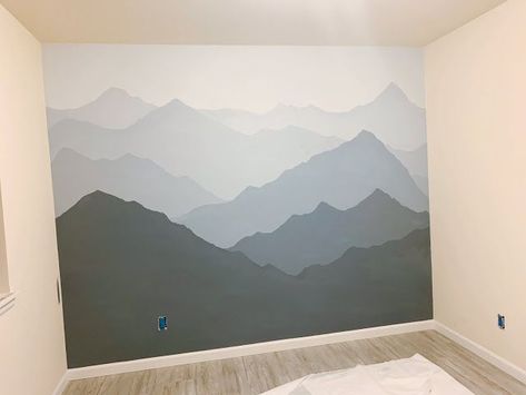 How to Paint a Mountain Mural on your Bedroom or Nursery Wall | DIY Timelapse + Speed Painting - Sweet Softies | Amigurumi and Crochet Mountain Wall Mural, Mountain Mural, Mountain Nursery, Choosing Paint Colours, Faux Brick Walls, Diy Wand, Diy Accent Wall, Wood Accent Wall, Painting Wood