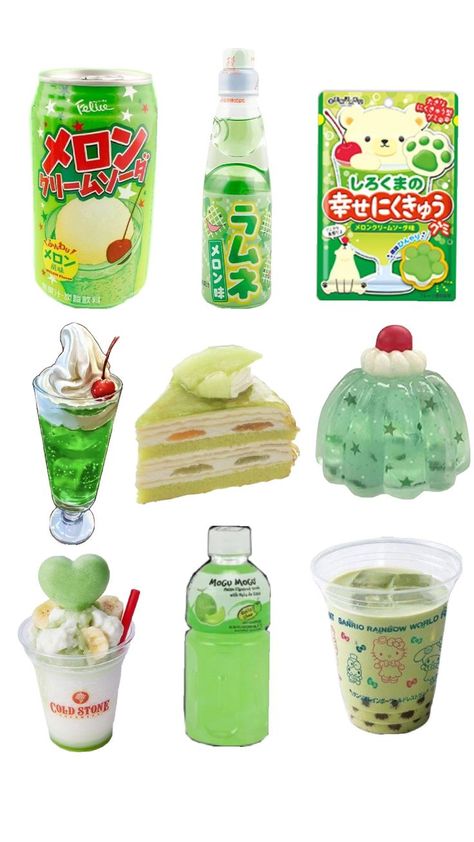 Japanese Melon Soda, Melon Soda Aesthetic, Soda Aesthetic, Scrapbook Prints, Food References, Melon Soda, Nice Makeup, Iphone Theme, Frutiger Aero